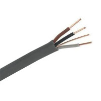 Grey 1mm 12A Brown Black Grey Three Core & Earth 6243Y Flat PVC/PVC Harmonised Lighting Power Cable