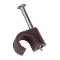 Zexum 7mm Brown Round Cable Clips - 100 Pack