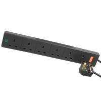 6G Black Surge Protected Extension Lead