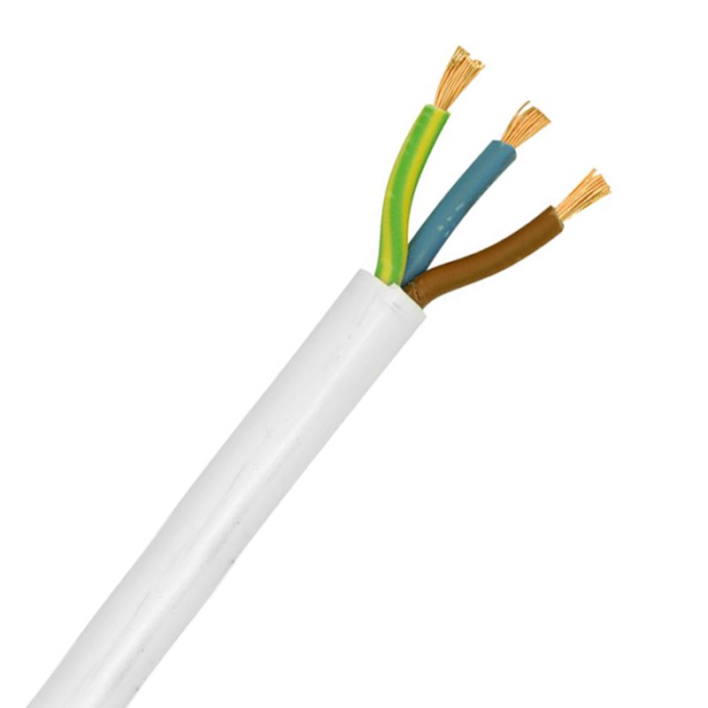 3183Y PVC White Flex Cable x 5 Metres all sizes 3 core cable