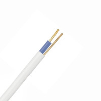 White 1.5mm 16A Blue Single Core & Earth 6241B Flat LSZH (Low Smoke Zero Halogen) Harmonised Lighting Power Cable