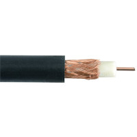 Black Single 0.65mm Copper RG59 CCTV Coax Cable With Solid PE & CCA Braid