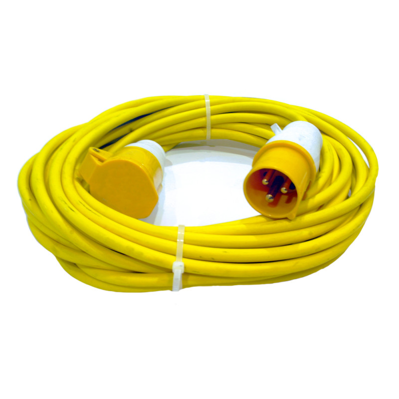 16A 110V Yellow Arctic Male to Female Electric Mains Hook Up Extension Cable Lead