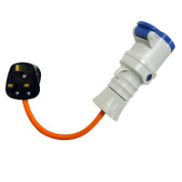 16A 230V Orange UK 3 Pin Plug to Female Hook Up Extension Cable Lead