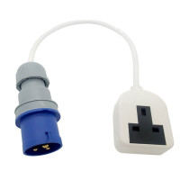 16A 230V White Male to 1 Gang Socket Hook Up Extension Cable Lead