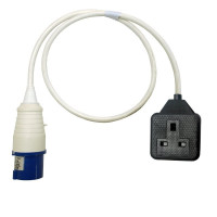 16A 230V Black Male to 1 Gang Socket Hook Up Extension Cable Lead