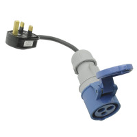 16A 230V Black UK 3 Pin Plug to Female Hook Up Extension Cable Lead