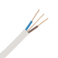 White 1.5mm 18A Brown Blue Twin & Earth (T&E) 6242B Flat LSZH (Low Smoke Zero Halogen) PVC Harmonised Lighting Power Cable