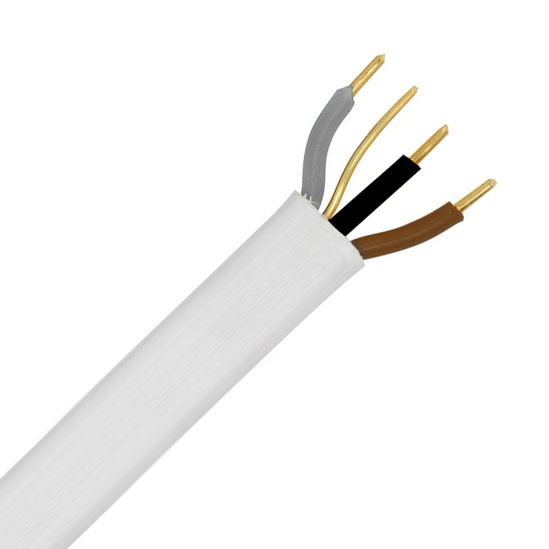 White 2.5mm 24A Brown Black Grey Three Core & Earth 6243B Flat LSZH (Low Smoke Zero Halogen) Harmonised Lighting Power Cable