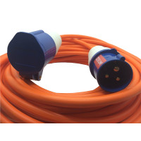 16A Orange Male to Female Electric Hook Up Lead 1.5mm