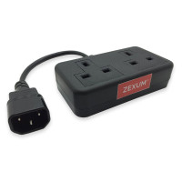 Deluxe IEC C14 Male to 13A 2 Gang UK Mains Adapter Trailing Socket Lead